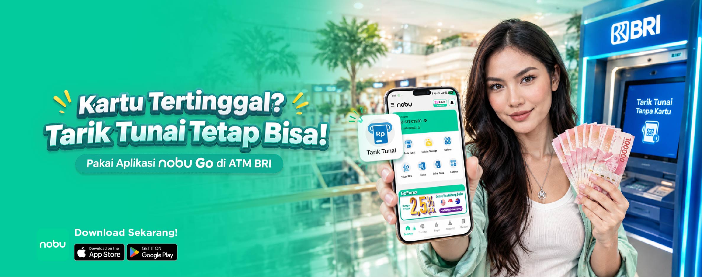 Kartu Debit Tertinggal? Ini Cara Tarik Tunai  nobu Go di ATM BRI