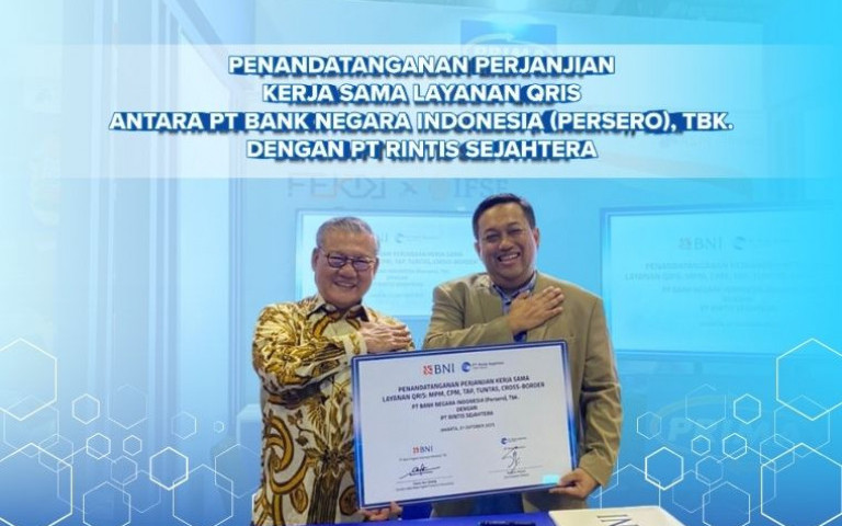 Penandatanganan Perjanjian Kerja Sama Layanan QRIS: MPM, CPM, TAP, TUNTAS, CROSS-BORDER antara PT Bank Negara Indonesia (Persero), Tbk. dengan PT Rintis Sejahtera