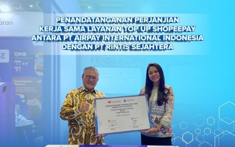 Penandatanganan Perjanjian Kerja Sama Layanan Top Up ShopeePay antara PT Airpay International Indonesia dengan PT Rintis Sejahtera